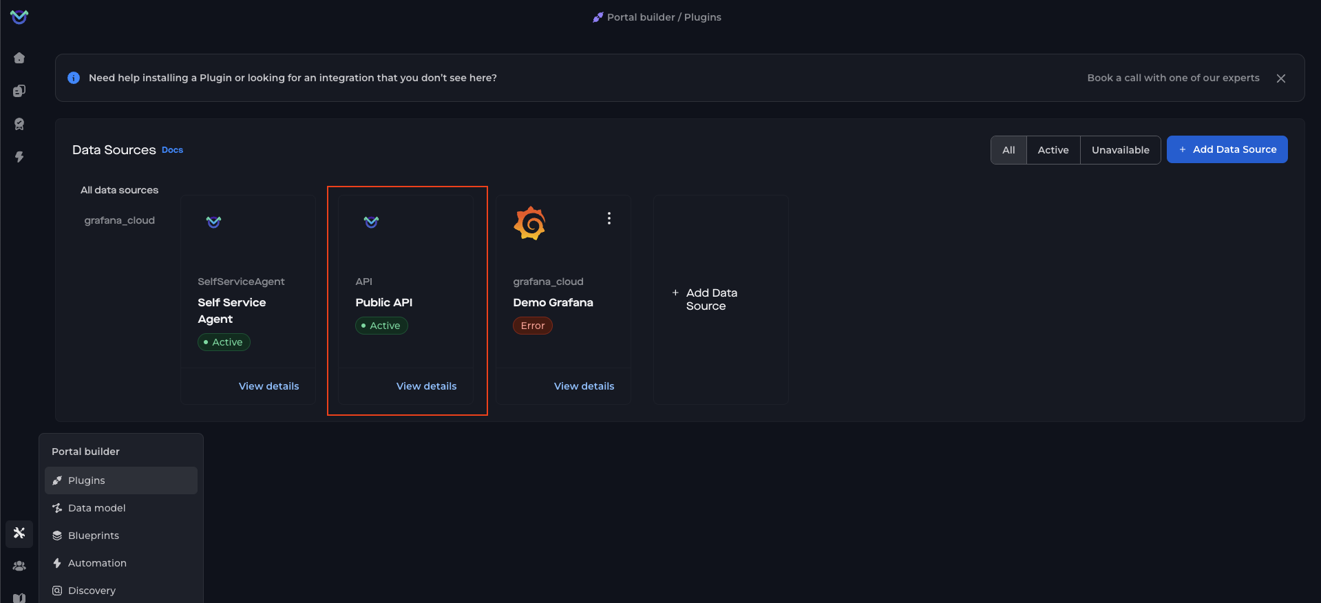 public api in plugins page